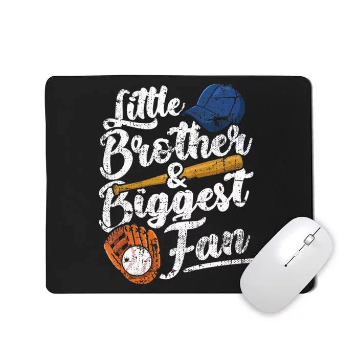 Little Brother Biggest Fan Baseball Funny player Mousepad