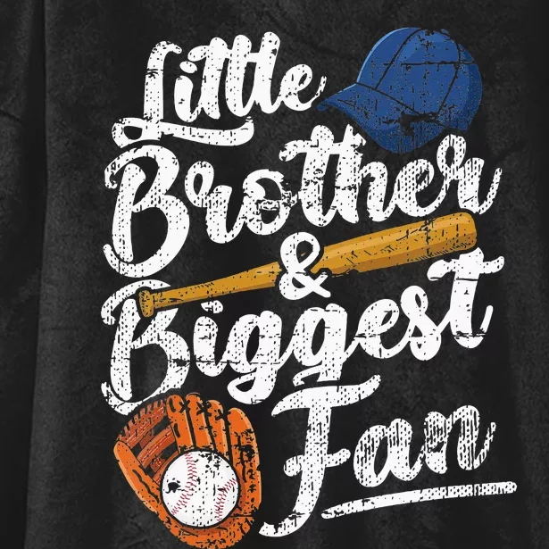 Little Brother Biggest Fan Baseball Funny Hooded Wearable Blanket