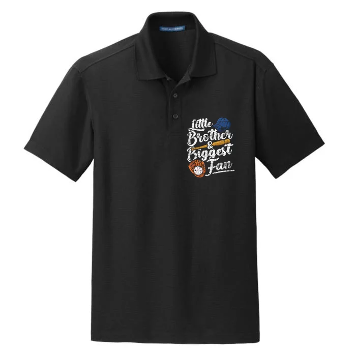 Little Brother Biggest Fan Baseball Funny Dry Zone Grid Performance Polo