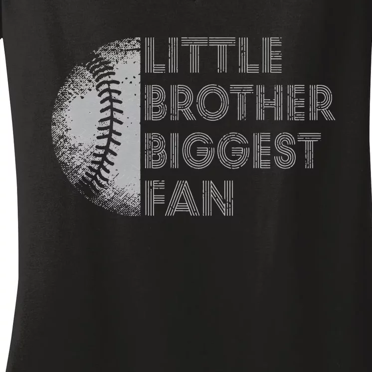 Little Brother Biggest Fan Baseball Season Women's V-Neck T-Shirt