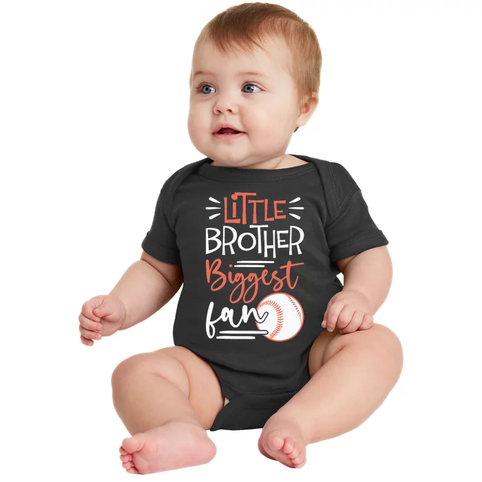 Little Brother Biggest Fan Baseball Season Baby Bodysuit