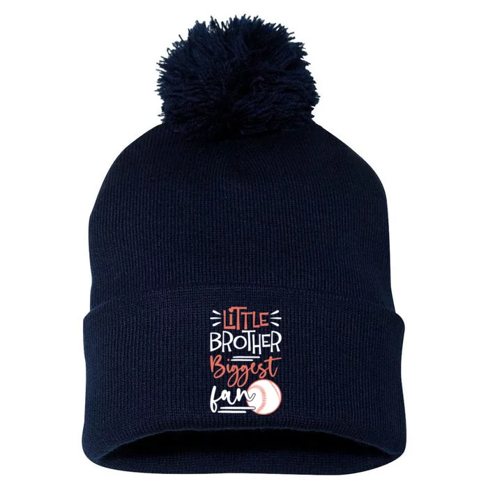 Little Brother Biggest Fan Baseball Season Pom Pom 12in Knit Beanie