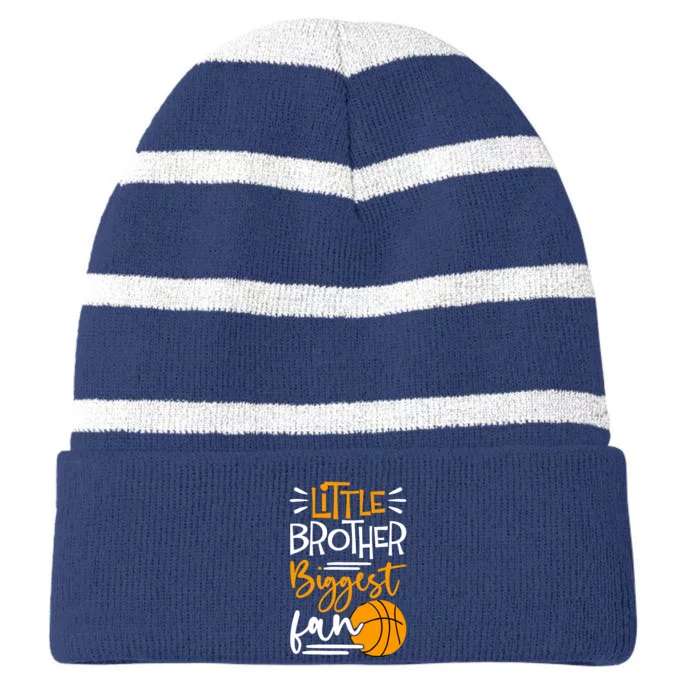 Little Brother Biggest Fan Basketball, Basketball Striped Beanie with Solid Band