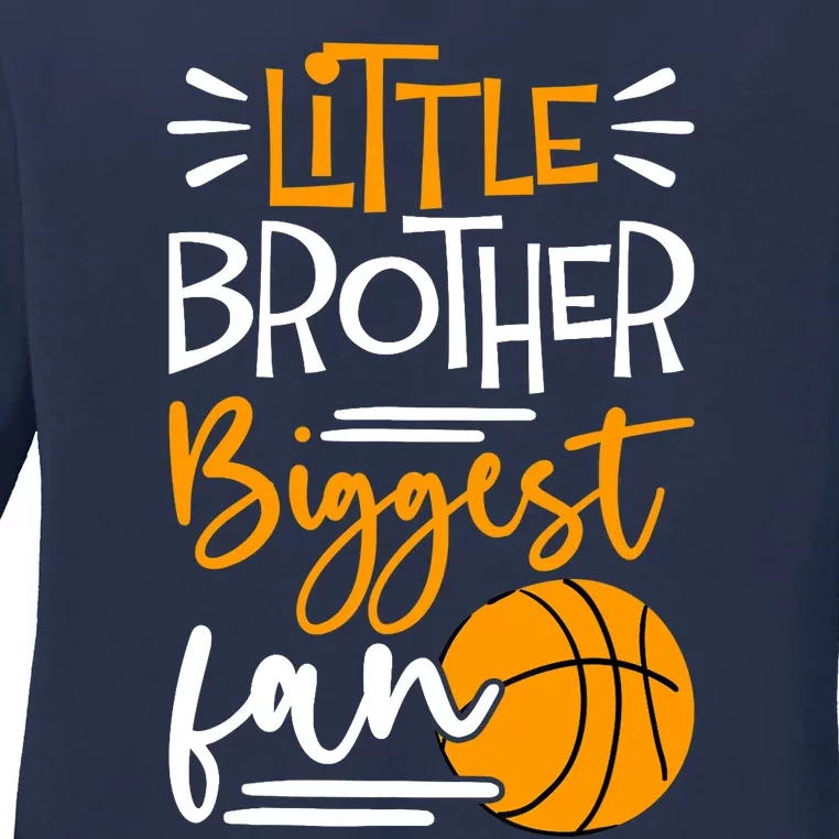 Little Brother Biggest Fan Basketball, Basketball Ladies Long Sleeve Shirt