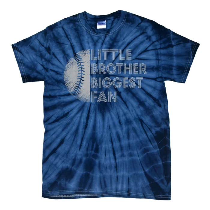 Little Brother Biggest Fan Baseball Season Gift Tie-Dye T-Shirt