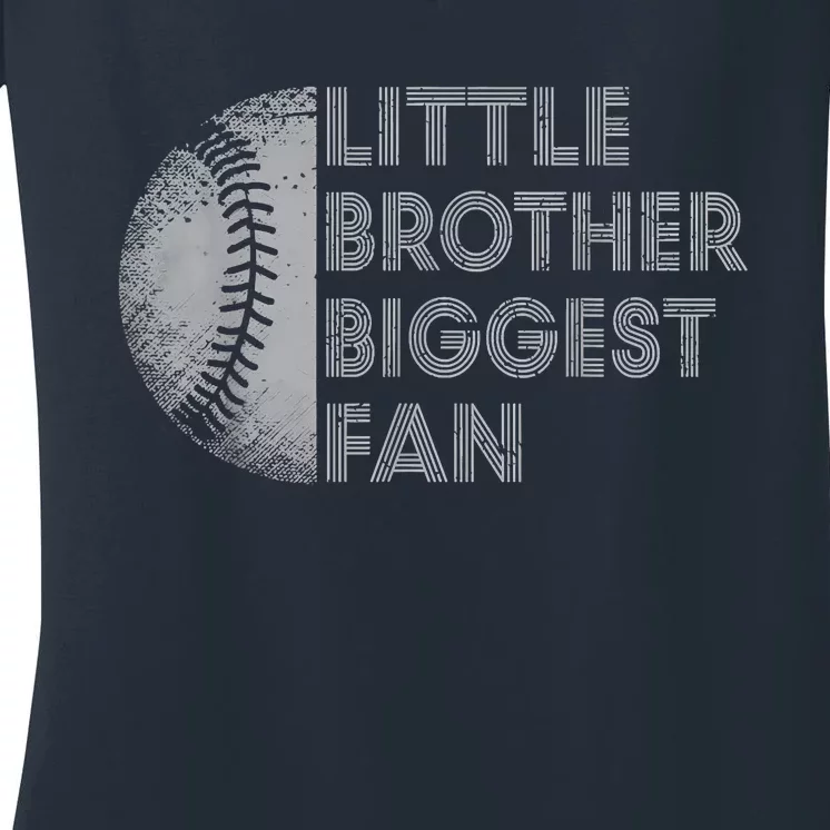 Little Brother Biggest Fan Baseball Season Gift Women's V-Neck T-Shirt