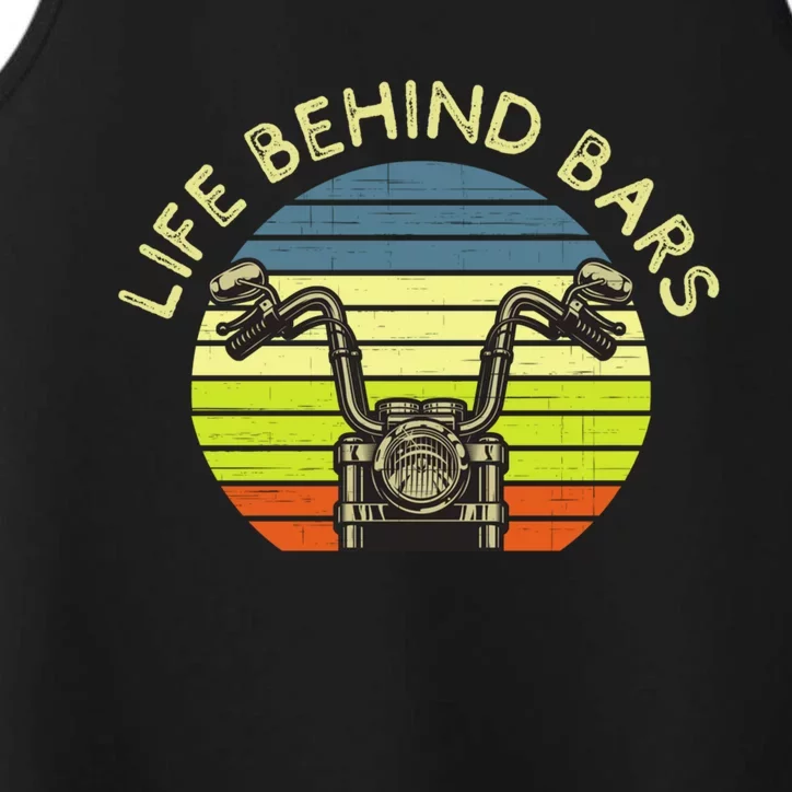 Life Behind Bars Funny Motorcycle Rider Biker Dad Biker Mom Gift Performance Tank