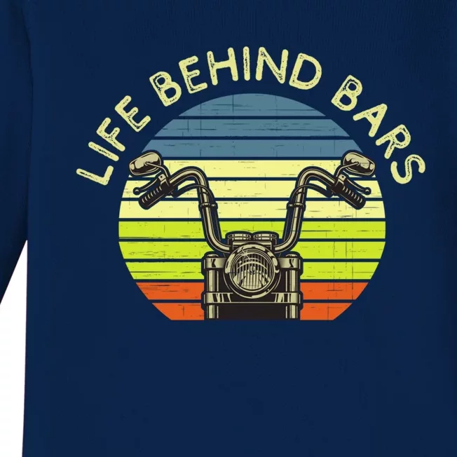 Life Behind Bars Funny Motorcycle Rider Biker Dad Biker Mom Gift Baby Long Sleeve Bodysuit