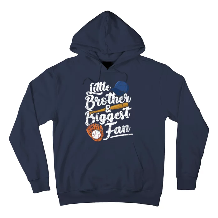 Little Brother Biggest Fan Baseball Funny Boy Hoodie