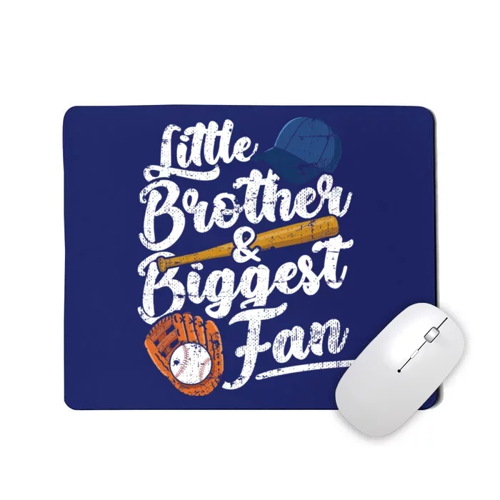 Little Brother Biggest Fan Baseball Funny Boy Mousepad