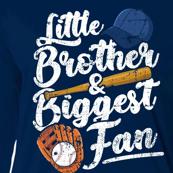 Little Brother Biggest Fan Baseball Funny Boy Cooling Performance Long Sleeve Crew