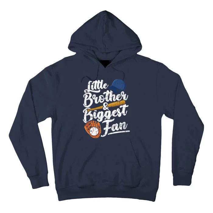 Little Brother Biggest Fan Baseball Funny Boy Tall Hoodie