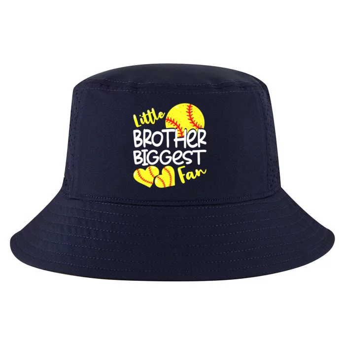 Little Brother Biggest Fan Softball, Softball Cool Comfort Performance Bucket Hat