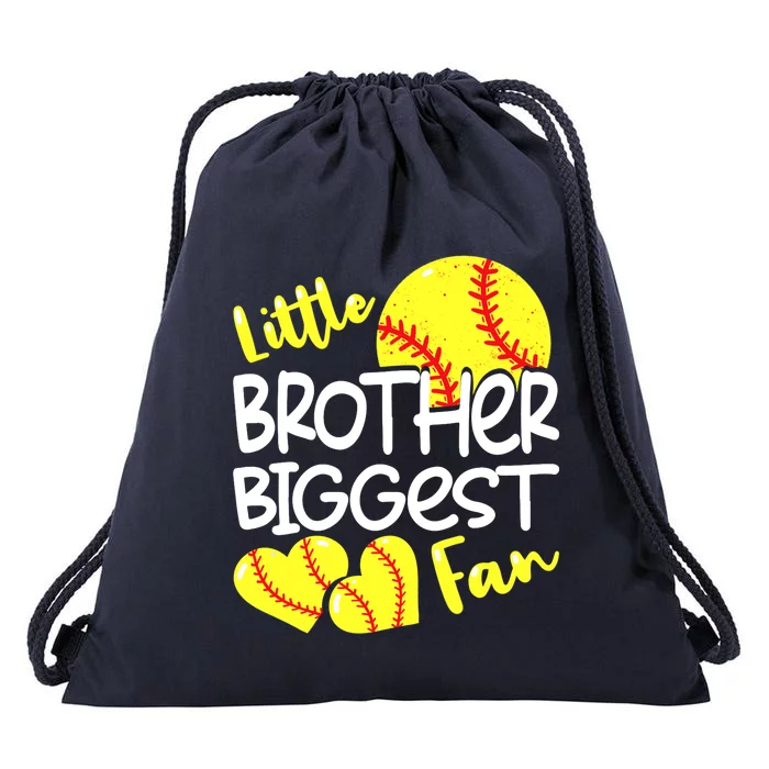 Little Brother Biggest Fan Softball, Softball Drawstring Bag