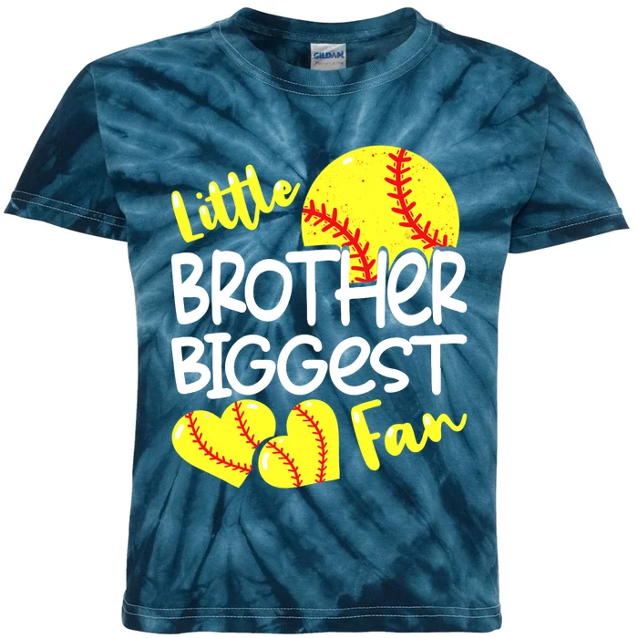 Little Brother Biggest Fan Softball, Softball Kids Tie-Dye T-Shirt