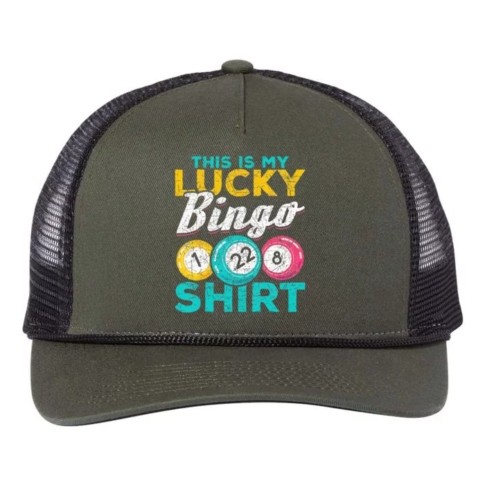 Lucky Bingo Bingo Player Hobby Gambling Funny Bingo Retro Rope Trucker Hat Cap