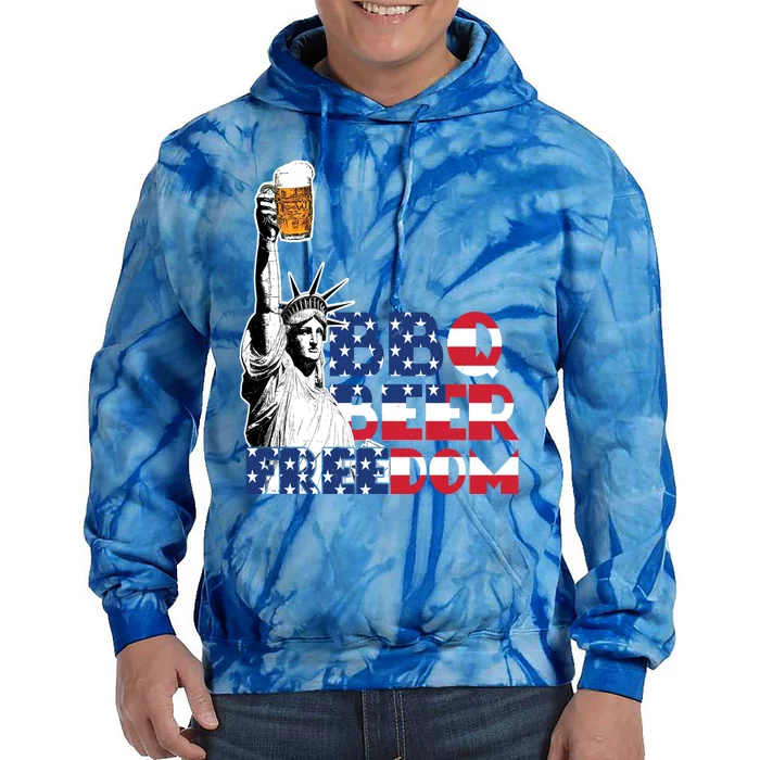 Liberties Bbq Beer Freedom 4th Of July Ing Beer Lovers Funny Gift Tie Dye Hoodie