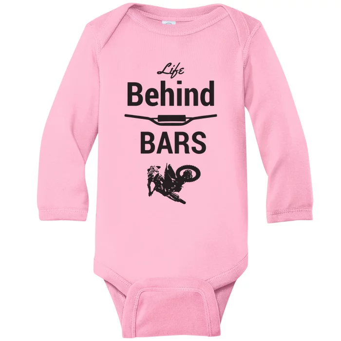 Life Behind Bars Brap Dirt Bike Motocross Baby Long Sleeve Bodysuit