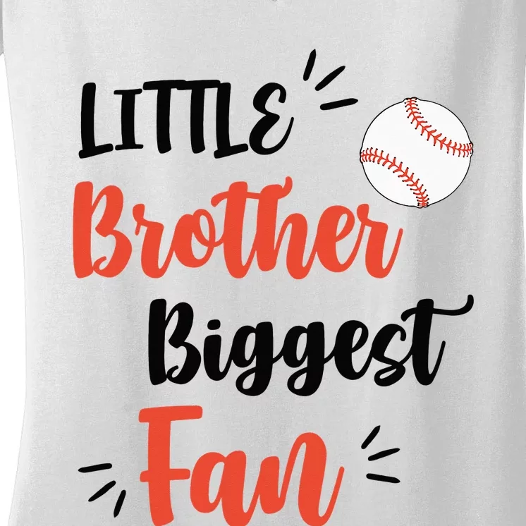 Little Brother Biggest Fan Baseball Season Women's V-Neck T-Shirt