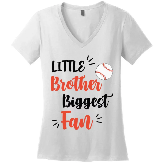 Little Brother Biggest Fan Baseball Season Women's V-Neck T-Shirt