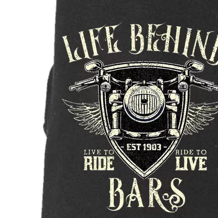 Life Behind Bars Motorcycle Rider Vintage Chopper Biker Gift Doggie 3-End Fleece Hoodie