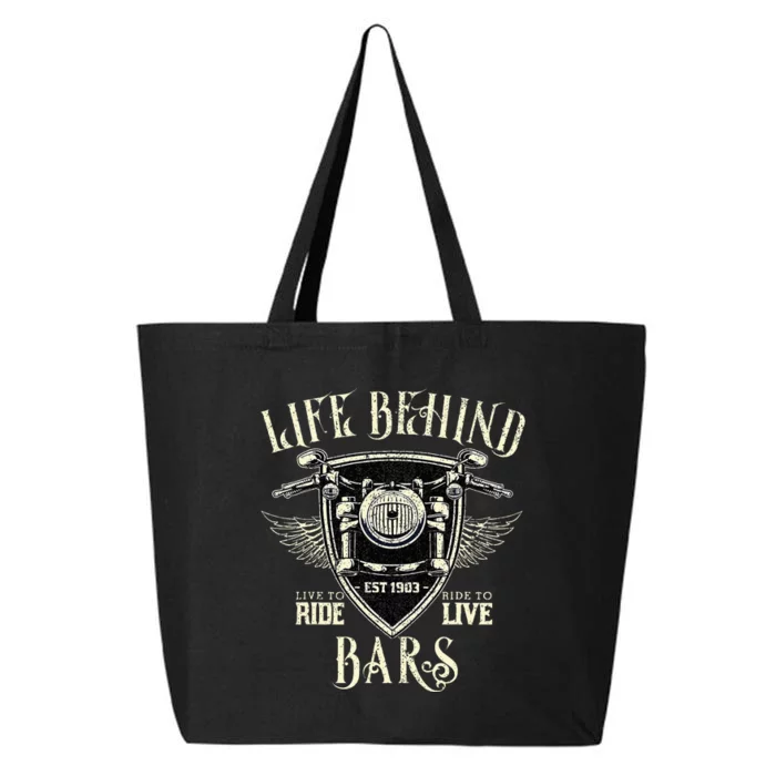 Life Behind Bars Motorcycle Rider Vintage Chopper Biker Gift 25L Jumbo Tote