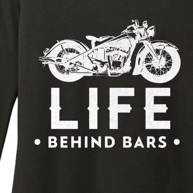 Life Behind Bars Retro Motorcycle Biker Meaningful Gift Womens CVC Long Sleeve Shirt