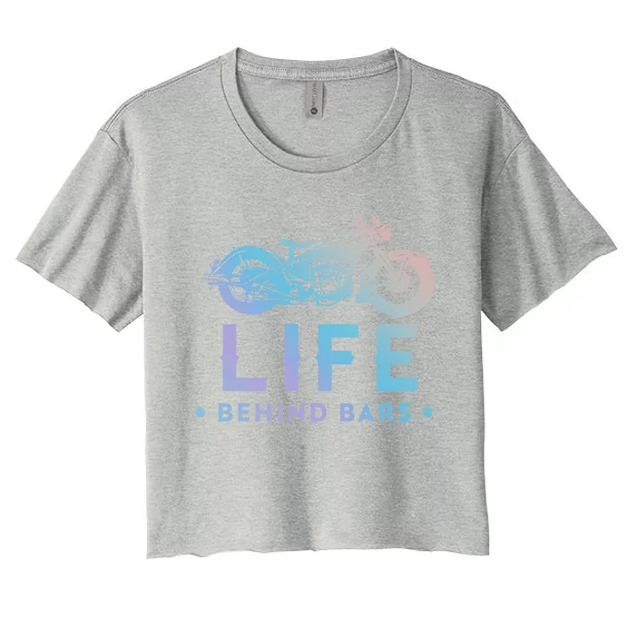 Life Behind Bars Retro Motorcycle Biker Gift Women's Crop Top Tee