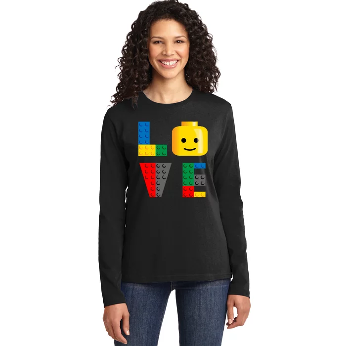 Love Blocks Bricks Toy Ladies Long Sleeve Shirt