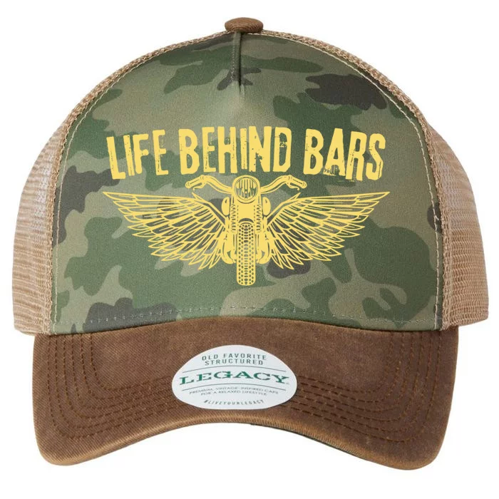 Life Behind Bars Vintage Motorcycle Rider Bikers Wings Gift Legacy Tie Dye Trucker Hat