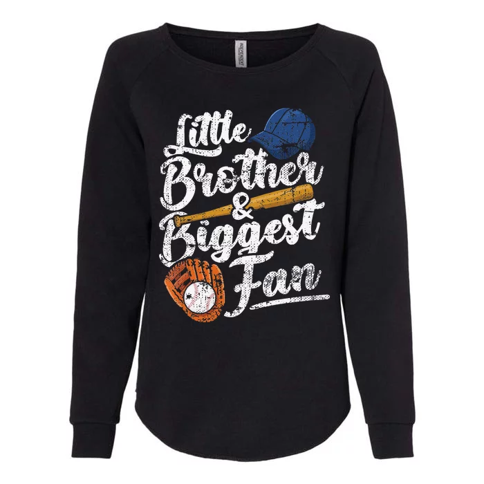 Little Brother Biggest Fan Baseball Funny Womens California Wash Sweatshirt