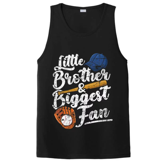 Little Brother Biggest Fan Baseball Funny Performance Tank