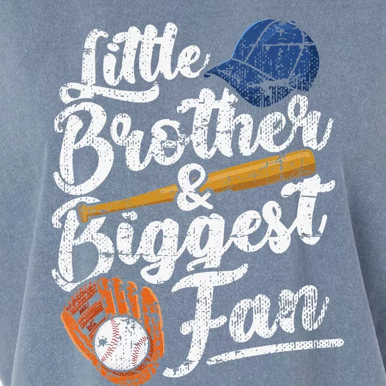 Little Brother Biggest Fan Baseball Funny Garment-Dyed Women's Muscle Tee