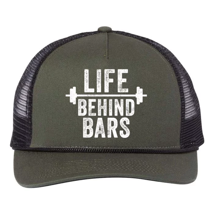 Life Behind Bars Weight Lifting Gym Workout Bodybuilding Gift Retro Rope Trucker Hat Cap