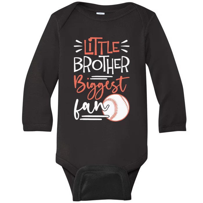 Little Brother Biggest Fan Baseball Season Baby Long Sleeve Bodysuit