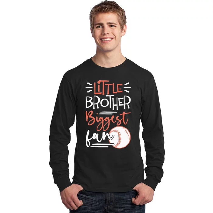 Little Brother Biggest Fan Baseball Season Tall Long Sleeve T-Shirt