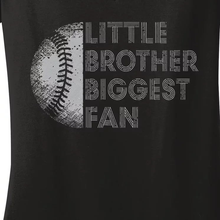 Little Brother Biggest Fan Baseball Season Gift Women's V-Neck T-Shirt