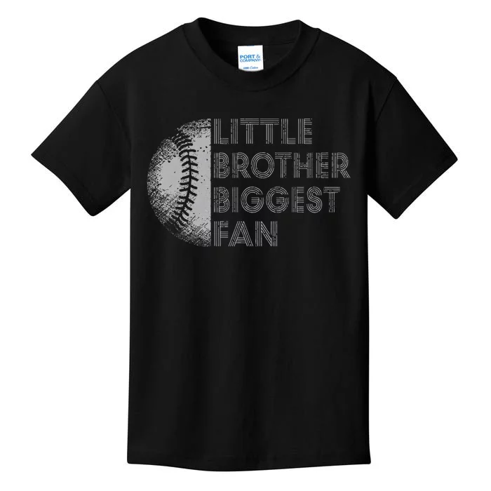 Little Brother Biggest Fan Baseball Season Gift Kids T-Shirt