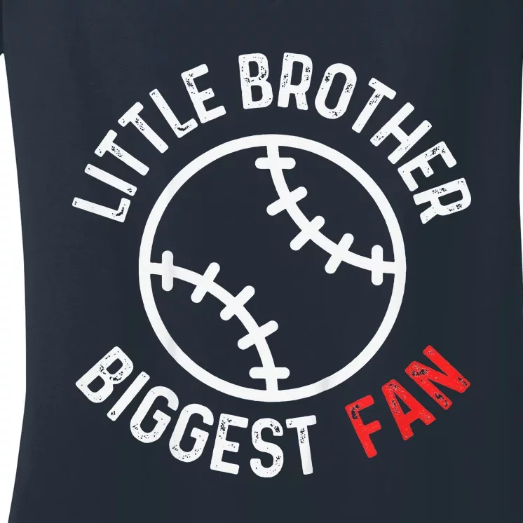 Little Brother Biggest Fan Baseball Season Women's V-Neck T-Shirt