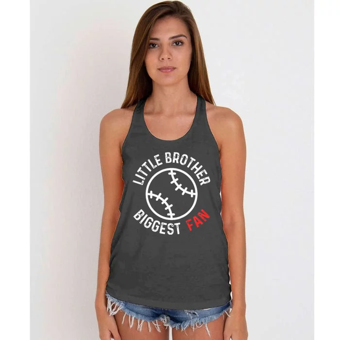 Little Brother Biggest Fan Baseball Season Women's Knotted Racerback Tank