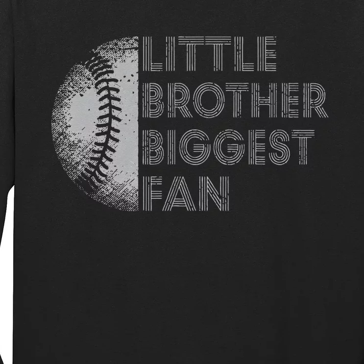 Little Brother Biggest Fan Baseball Season Gift For Long Sleeve Shirt