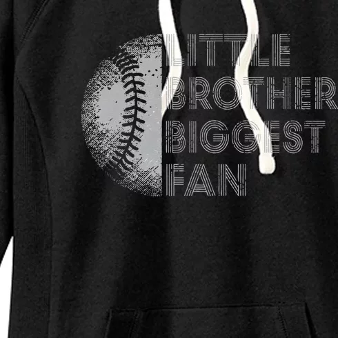 Little Brother Biggest Fan Baseball Season Gift For Women's Fleece Hoodie