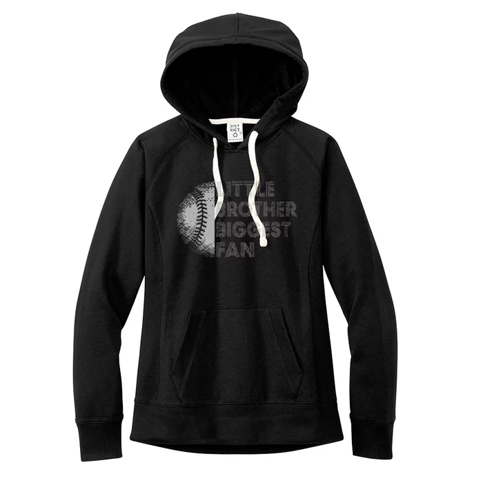 Little Brother Biggest Fan Baseball Season Gift For Women's Fleece Hoodie