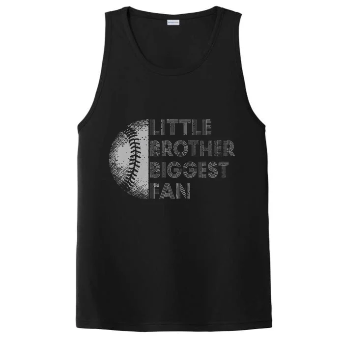 Little Brother Biggest Fan Baseball Season Gift For Performance Tank