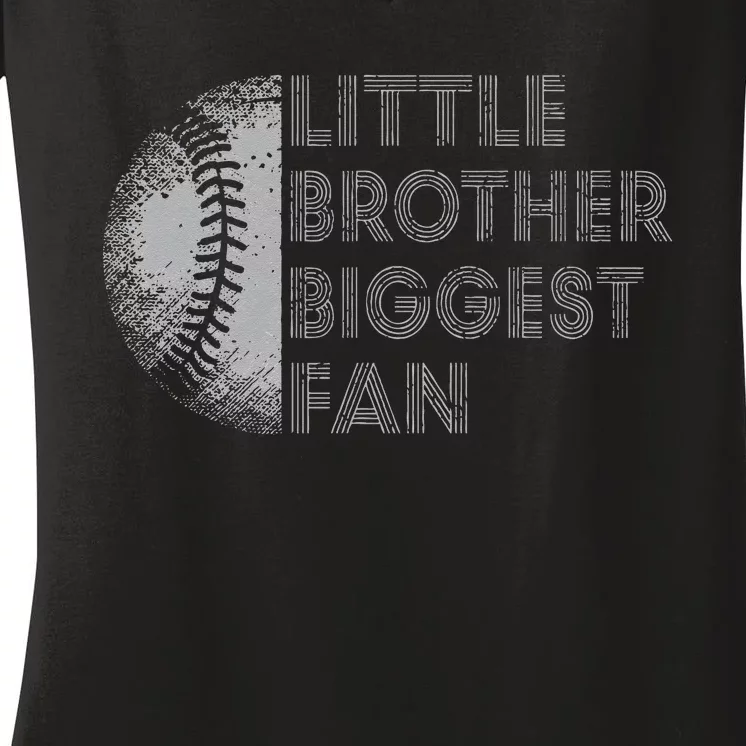 Little Brother Biggest Fan Baseball Season Gift For Women's V-Neck T-Shirt