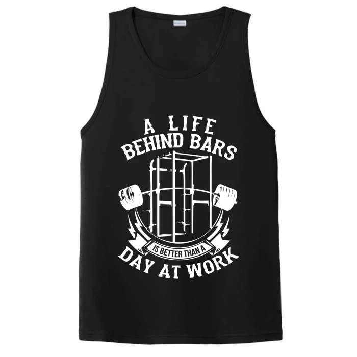 Life Behind Bars (Barbell) Cute Gift Gym Gift Performance Tank