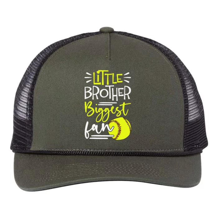 Little Brother Biggest Fan Softball Softball Retro Rope Trucker Hat Cap