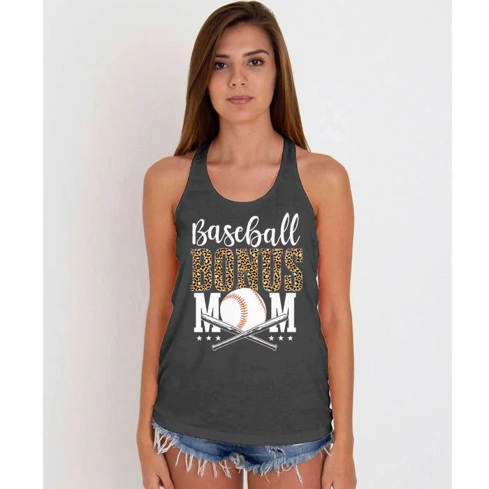 Leopard Baseball Bonus Mom Stepmother Mother's Day Women's Knotted Racerback Tank