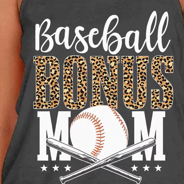 Leopard Baseball Bonus Mom Stepmother Mother's Day Women's Knotted Racerback Tank