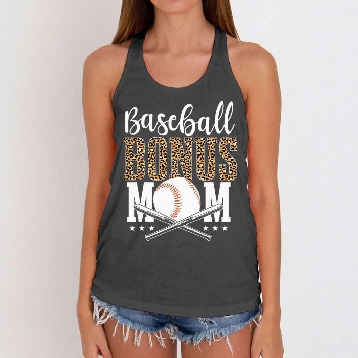 Leopard Baseball Bonus Mom Stepmother Mother's Day Women's Knotted Racerback Tank